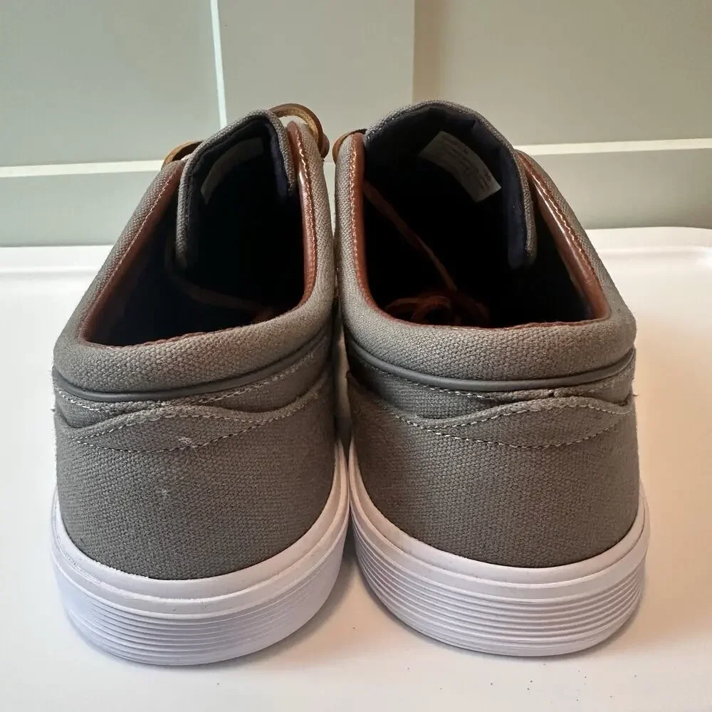 Polo Ralph Lauren Faxon Low Mens 13D Gray Canvas Sneakers Leather Lace Casual